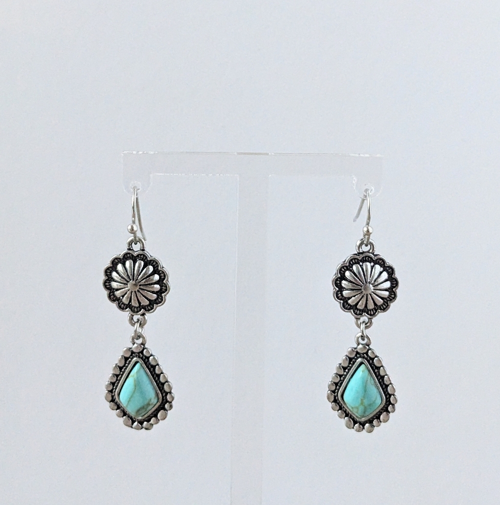 Silver and Turquoise Drop Earrings